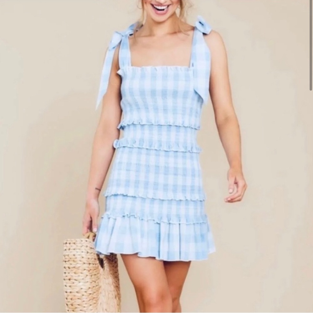 Blue+ white gingham MABLE dress size M
